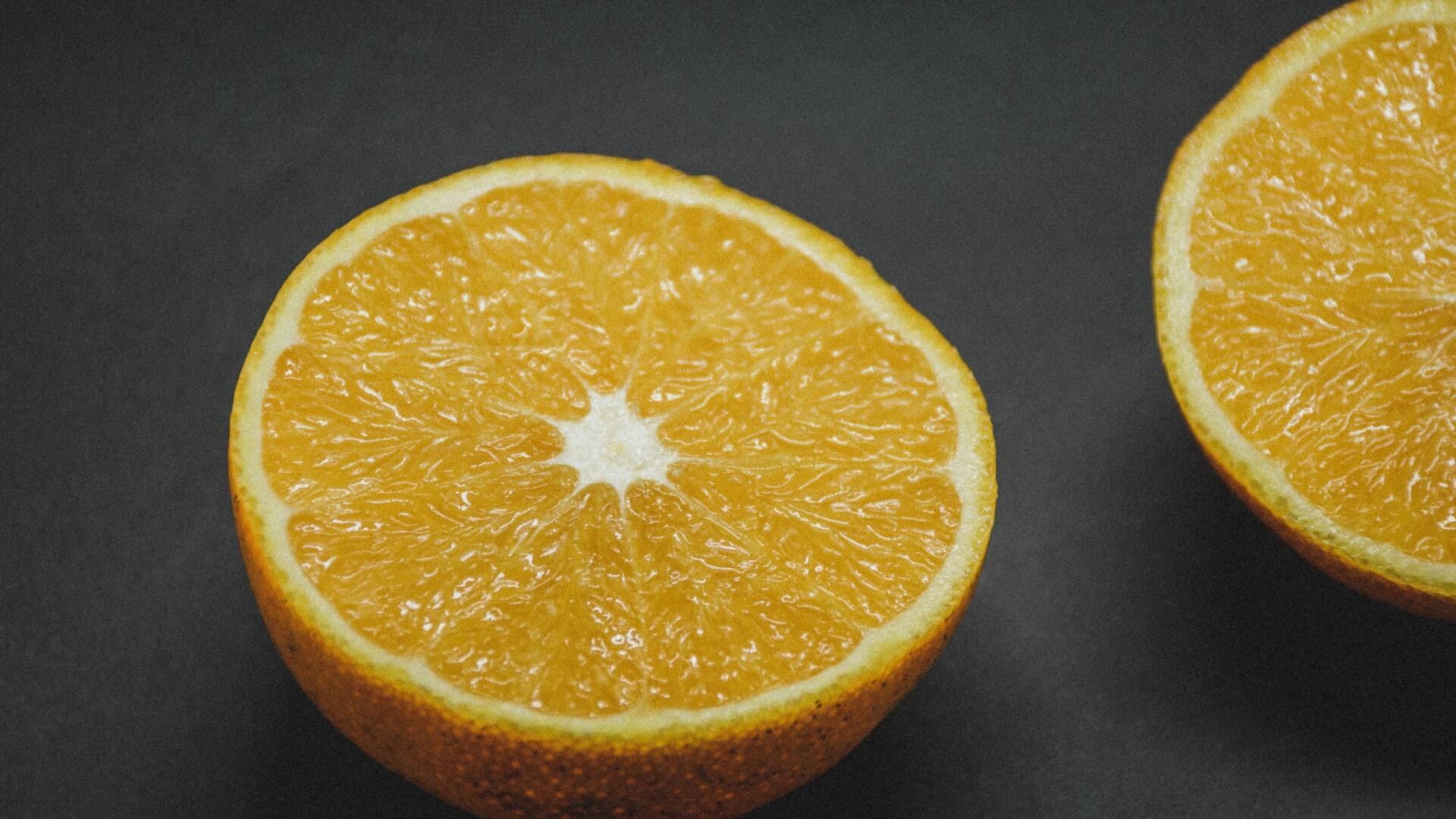 Orange cut in half
